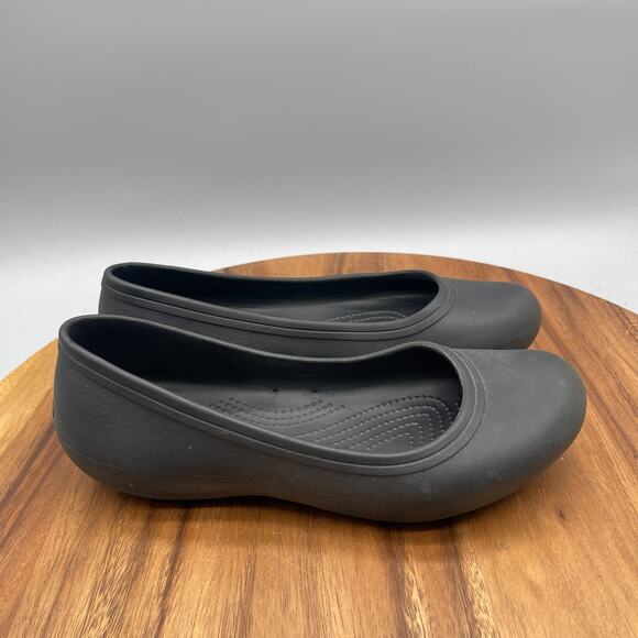 Crocs Ballet Black Slip On Flats Work Shoes Kadee Lina Style Womens 8 Black - Picture 1 of 8